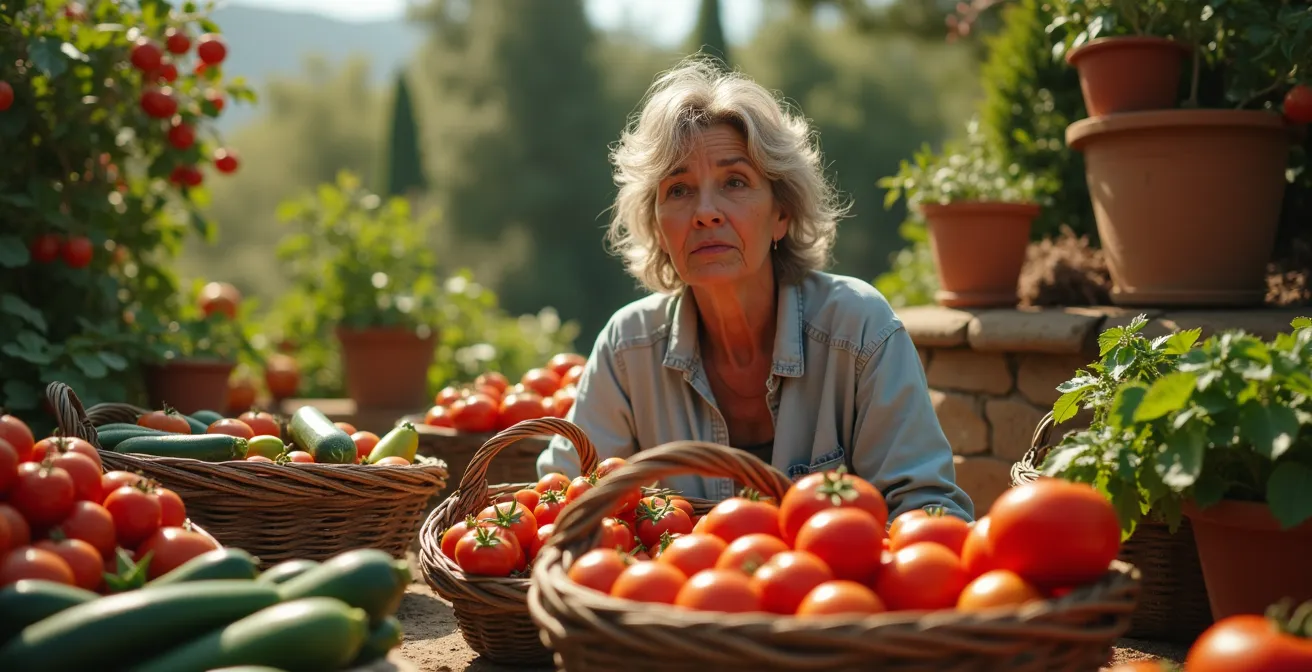 Infografía comparando la producción de un huerto sin planificación versus uno bien planificado a lo largo del año