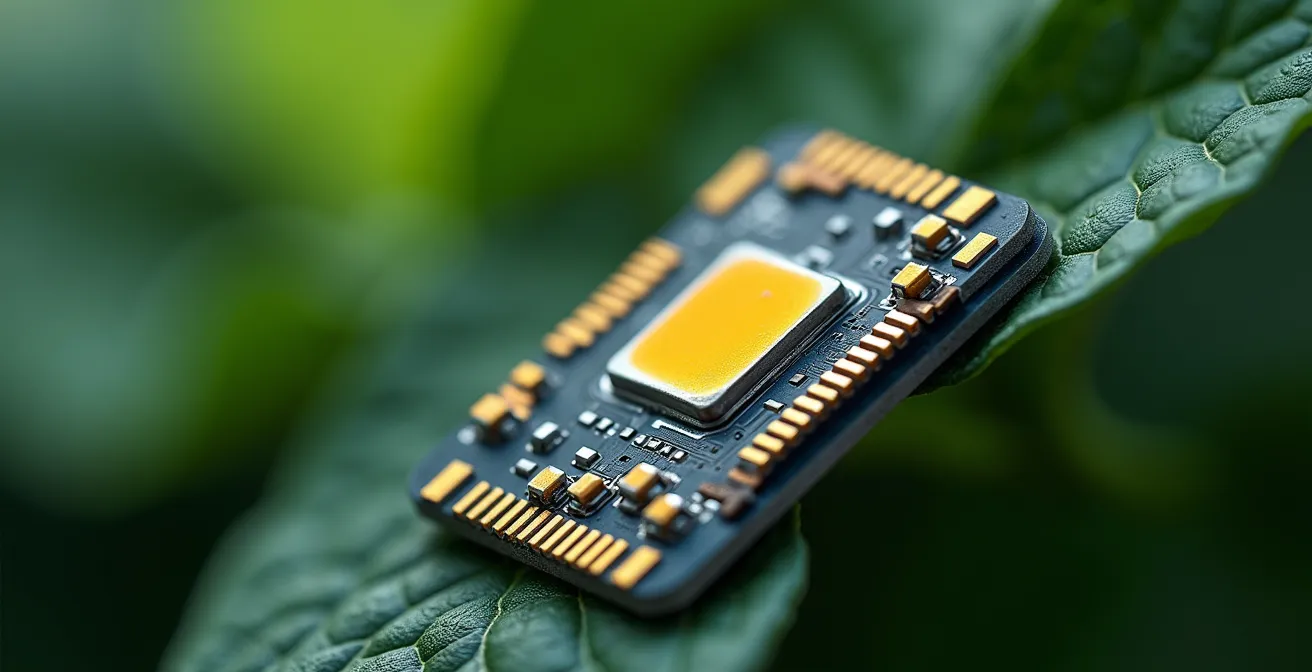 Representación visual de la reducción de huella de carbono con iluminación LED sostenible